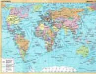Գունավոր աշխարհի քարտեզ երկրների հետ